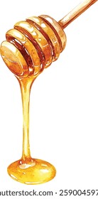 Hand-Painted Watercolor Honey Dripping from Stick Botanical vector illustrations
