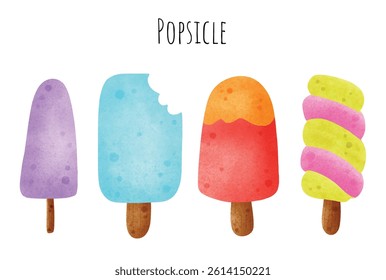 Hand-painted Watercolor Ice Cream Popsicle