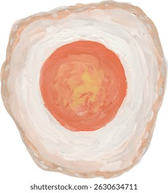 Hand-painted watercolor illustration of a fried egg