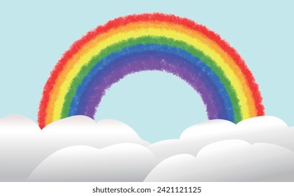 Hand-painted watercolor illustration of a rainbow