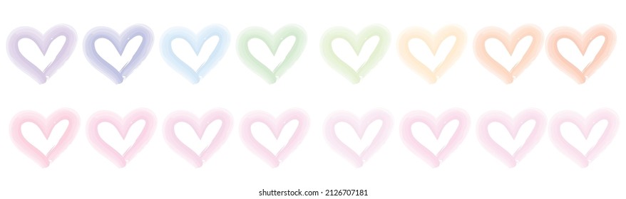 Hand-painted watercolor pink and rainbow heart.Valentine's day or wedding day banner.Grunge rough brush stroke.Sign, symbol, icon or logo isolated on white background.Vector illustration.Elements.