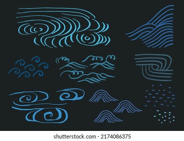 Ilustración de onda pintada a mano dibujada con un pincel