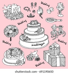 Hand-painted wedding illustration.