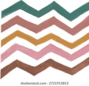 Hand-Painted Zigzag Stripes in Muted Colors