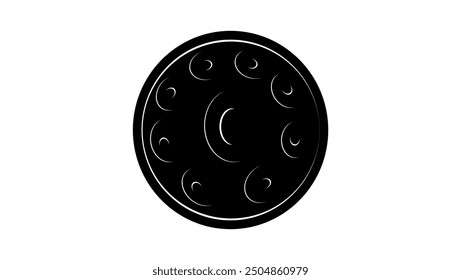 Handpan Drum, black isolated silhouette