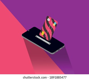 handphone with ATM card concept that is inputted to handphone, handphone, ATM card, good design, isolated design