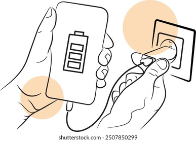 Handphone charging icon doodle hand drawn vector illustration
