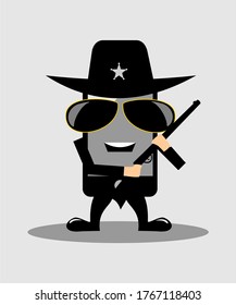 HANDPHONE COWBOY WITH LONG GUN VECTOR DESIGN