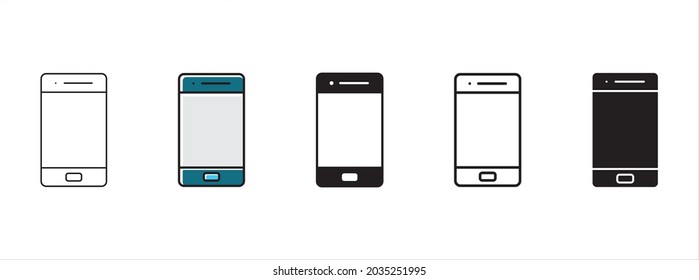 Handphone icon set. Smartphone icons vector set. Phone touchscreen icon illustration