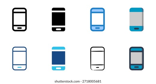 Los iconos del teléfono móvil establecen una colección de estilo múltiple. Trazo editable 
