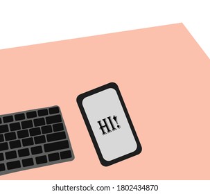 Handy und Tastatur, Vektorgrafik, flach im Designstil