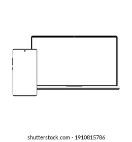 Handphone laptop vector black and white