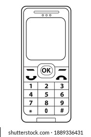 Handphone-Linie, Vektorgrafik.
einzeln auf weißem Hintergrund.Draufsicht