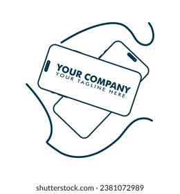 Handphone logo design template. Communication icon via cell phone.