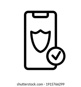 Plantilla de logotipo de ilustración de vector de seguridad para teléfonos portátiles para muchos fines. Aislado sobre fondo blanco.