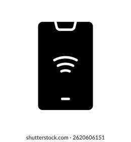 Icono del WiFi del teléfono para la conexión inalámbrica. Smartphone con señal de Internet para la comunicación y la tecnología. Icono de glifo