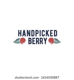 Handverlesenes Berry-Logo. Einfaches Beerenlogo für frische Früchte, Bio-Lebensmittel-Etikett oder natürliches Branding. Vektorgrafik