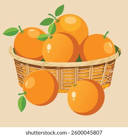 Handpicked Oranges in a Basket