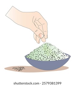 handpicking separating stones from rice bowl