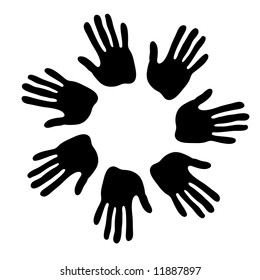 Handprint arranged in a circle - Abstract background - vector illustration