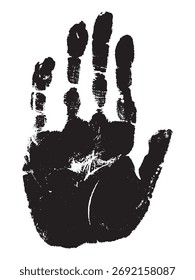 handprint. Black and white print