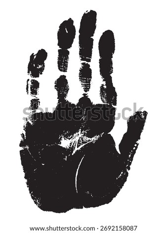 handprint. Black and white print