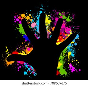 Handprint Colored Ink Spots Vector Stock Vector (Royalty Free ...