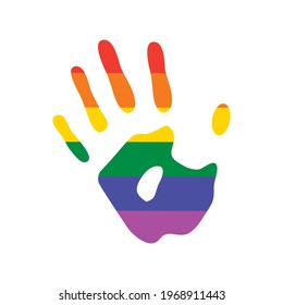 Huella electrónica con los colores del vector de icono de la bandera arco iris. Icono de huella de arco iris aislado en un fondo blanco. vector de símbolo LGBT