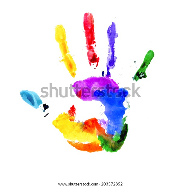 Handprint Colors Rainbow Isolated On White Stock Vector (Royalty Free ...