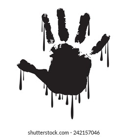 Handprint with dripping paint