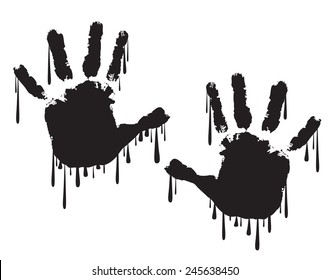Handprint with dripping paint