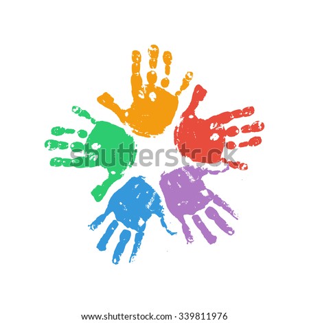 Download Handprint Flower Kids Palm Prints Form Stock Vector ...