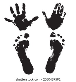 Handprint and footprint of child boy. Vector illustration
