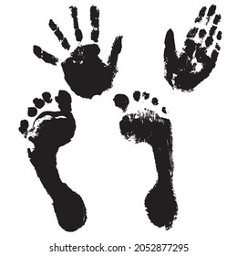 Handprint and footprint of child boy. Vector illustration