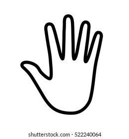 Handprint / hand print or palm impression line art vector icon for apps and websites