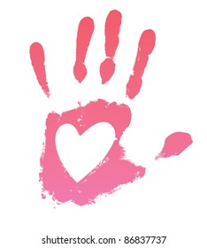 Handprint heart. Vector illustration