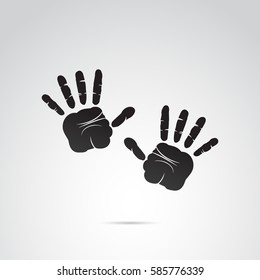 Handprint icon isolated on white background. Vector art.