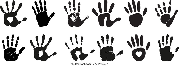 Handabdruck-Symbol, Vektorsatz, Handzeichen 