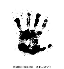 handprint ink drop black color isolated on white background