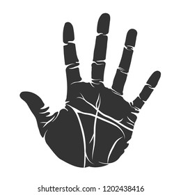 Handprint isolated on white background, Print of hand of human, Scanning the fingers. Vector illustration