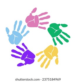 Handprint logo. Palm silhouette. Print hand with five fingers. Vector illustration.