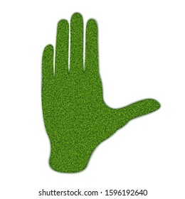 Handprint of a man with grass texture. Isolated on a white background. Vector illustration.
