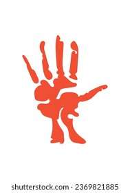 handprint paint color red vector isolated