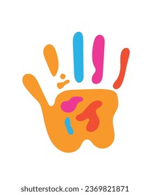 handprint paint color vector isolated