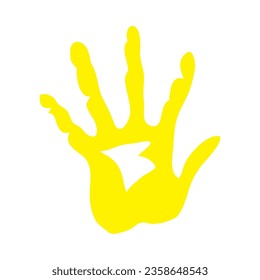 color de pintura de la huella de mano amarillo vector aislado