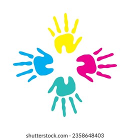ilustración de colores de pintura de huella de mano aislado
