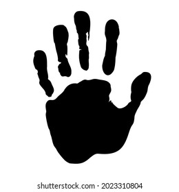 Handprint - Realistic black hand palm imprint isolated on white background