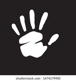 handprint sign icon. stop symbol on black background