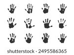 Handprint silhouette, Male hand print silhouette, Handprint clipart, People hand print silhouette, Handprint icon, Handprint vector set.