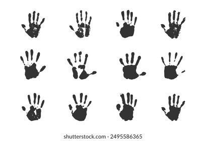 Handprint silhouette, Male hand print silhouette, Handprint clipart, People hand print silhouette, Handprint icon, Handprint vector set.